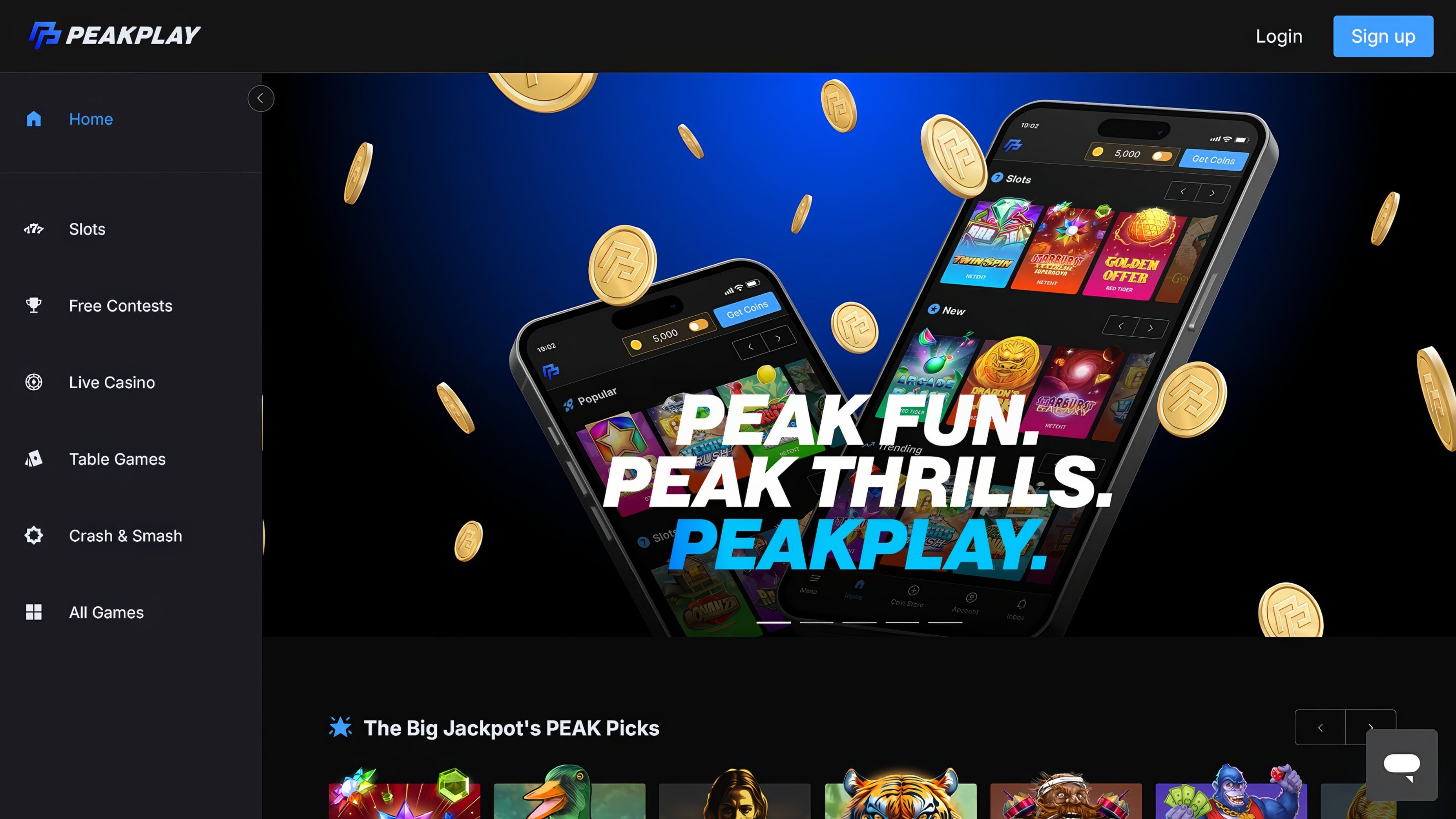 PeakPlay Casino desktop screenshot 1